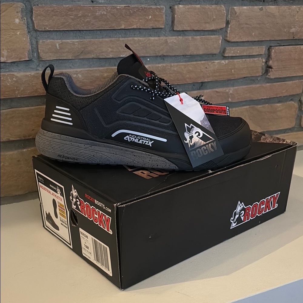 Rocky Black and Gray Athletic Shoes with Reinforced Toe and Sturdy Sole